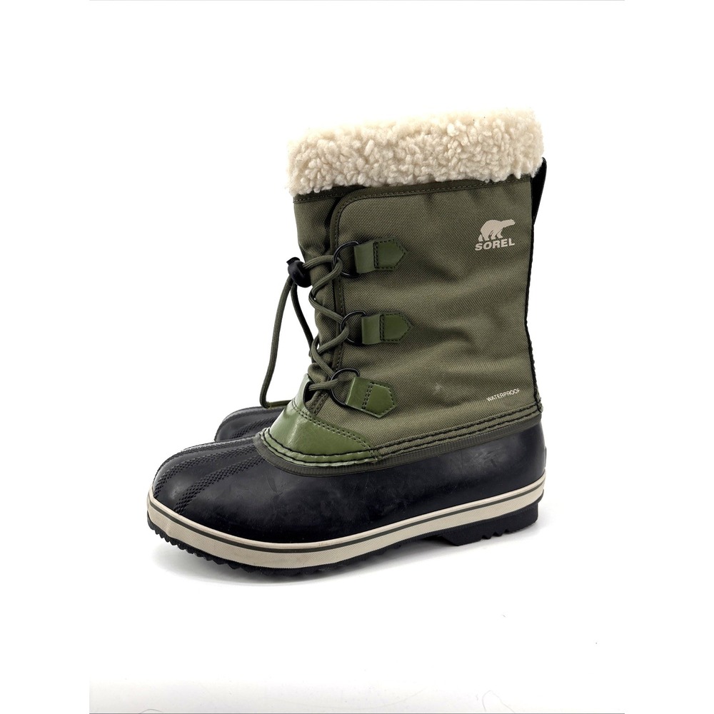 Sorel Duck Winter Boots Womens 6 Green Faux Fur Lined Waterproof